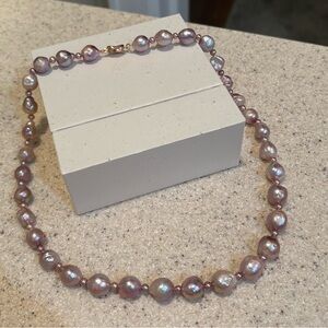 Pink Wrinkle Edison Fullstrand Necklace With Sterling Silver Clasp